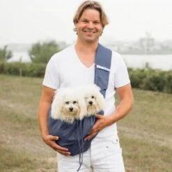 4LazyLegs Hondendraagtas Canvas Blauw Grijs