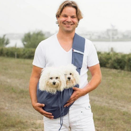 4LazyLegs Hondendraagtas Canvas Blauw Grijs 3 4LazyLegs Hondendraagtas Canvas Blauw Grijs